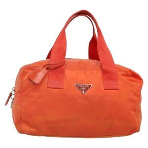 Authentic PRADA Shoulder Bag Nylon Orange Silver